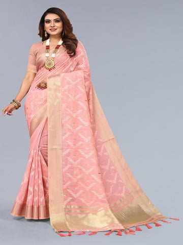 Ethnic Motifs Zari Woven Design Banarasi Saree